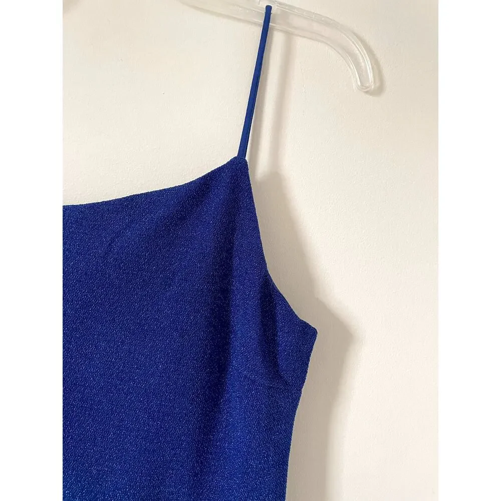 Lulus Cobalt Blue Sparkly Formal Asymmetrical Bodycon Mini Dress Size Medium NEW